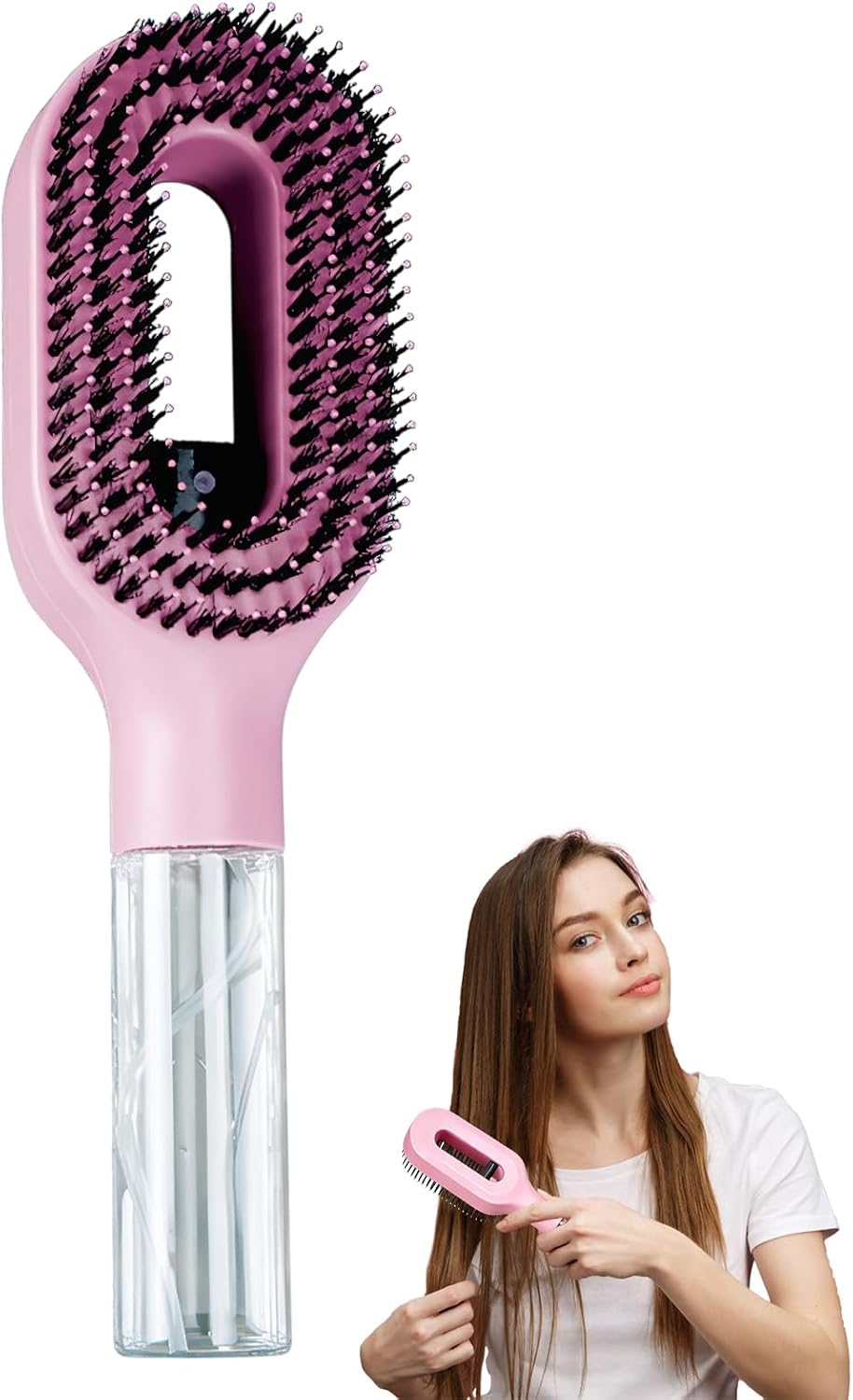 Spray Hair Brush 2-In-1 Mist Hairbrush Spray Massage Comb | Steam Hairbrush with Water Spray Portable Clean Wet & Dry Anti Frizz Detangling for Curly Wavy Straight Hairs