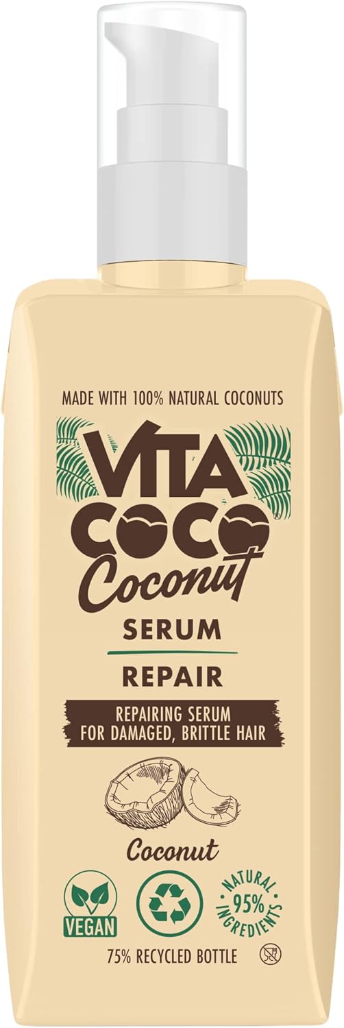 Vita Coco Coconut Repair Serum for Damaged Hair 150ml, 95 Percent+ Natural Repairing Hair Treatment, protects and repairs, for all hair types