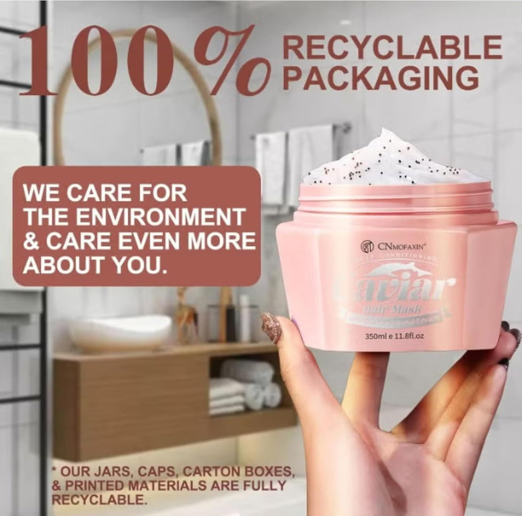 Deep Conditioning Hair Mask 350ml - Caviar & Keratin Hair Repair Treatment for Dry, Frizzy, Damaged Hair - Sulfate Free Moisturising Hair Mask with Botanical Extracts for Softness & Shine