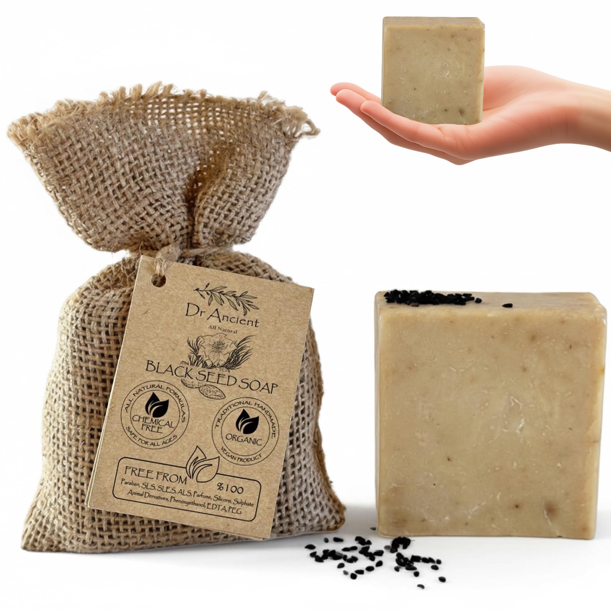 Dr.Ancient Turmeric Soap Bar, Organic Soap Bars Handcrafted the Traditional Way, Natural Chemical-Free, Vegan, Used for Face Wash, Body Wash, and Hand Cleansing, Nourishing & Daily Skincare Routine