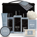 Bath and Body Gift Baskets for Men Body & Earth 9Pcs Fresh Citrus Mens Bath Set with Body Lotion, Face Wash, Shower Gel, Bubble Bath, Loofah Gift Set for Men Fathers Day Valentine Gifts Christmas