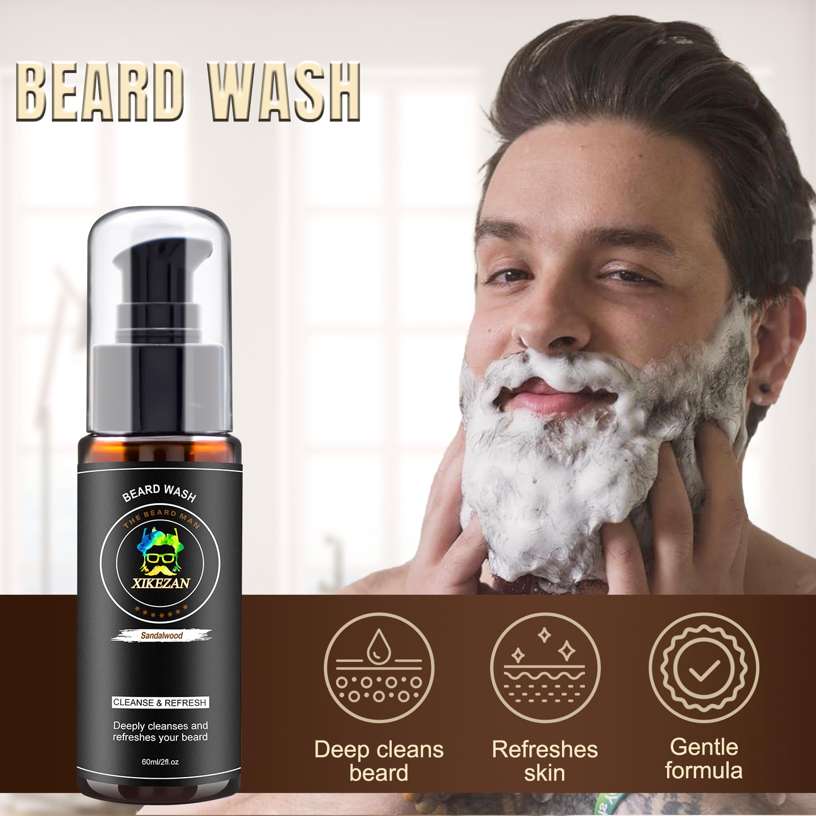 XIKEZAN Beard Grooming Kit for Men Gifts w/Beard Conditioner, 2 Scent Oil, Birthday Christmas Secret Santa Stocking Fillers Gifts for Men Him Dad Husband Boyfriend