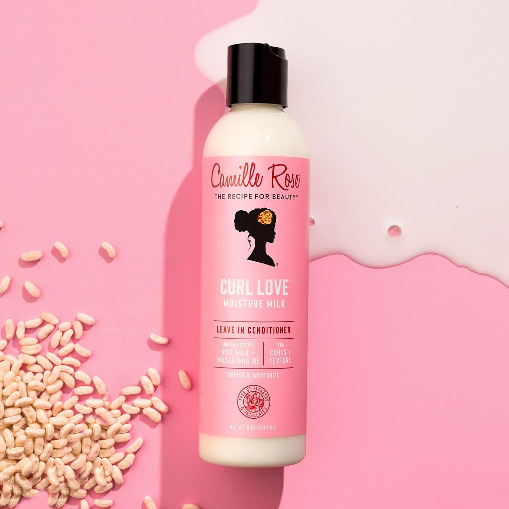 Camille Rose Curl Love Moisture Milk Leave-In Conditioner, 240 ml | Moisturises & Softens Curls, For All Textured Hair, Macadamia Nut & Vanilla, Lightweight Formula, Nourishing Leave-In Cream