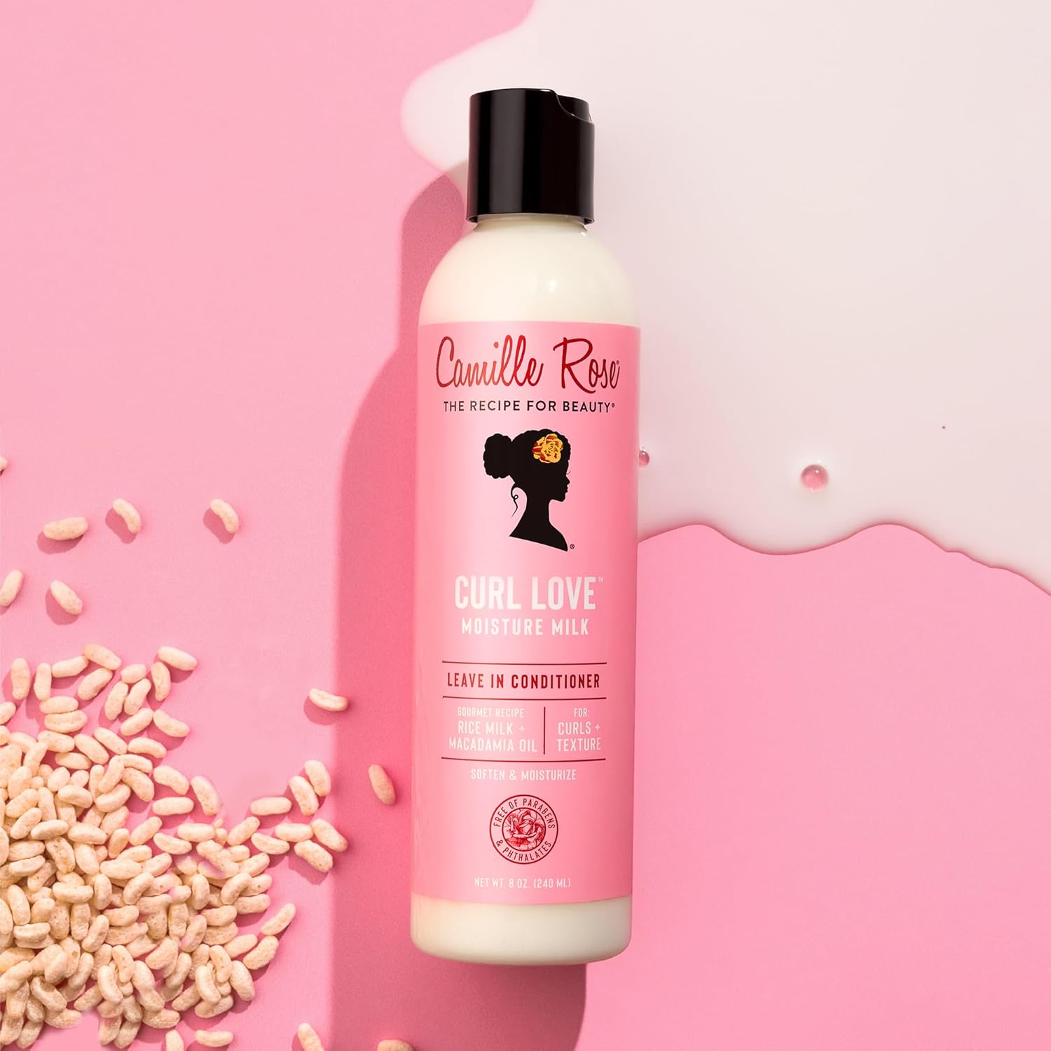 Camille Rose Curl Love Moisture Milk Leave-In Conditioner, 240 ml | Moisturises & Softens Curls, For All Textured Hair, Macadamia Nut & Vanilla, Lightweight Formula, Nourishing Leave-In Cream