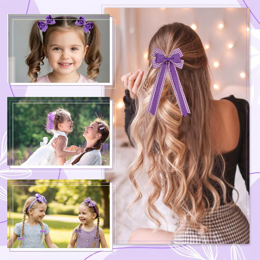 Green Hair Accessories for Girls, 28 Pcs School Hair Accessories Include Bow Hair Clips Headband Hair Bands Ribbon Ponytail Holder, Hair Bows Set for Girls Daily Dress (Available in blue, red yellow, green )