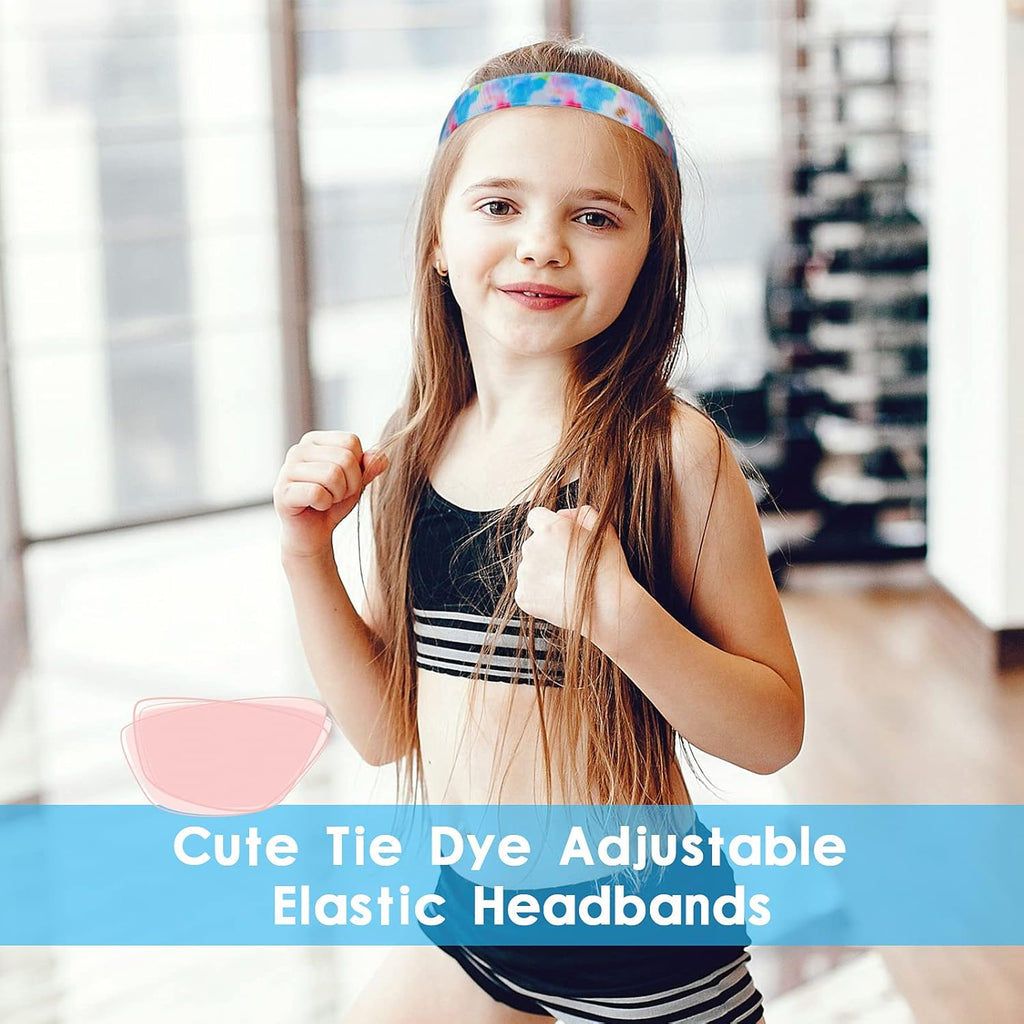3 Pieces Tie Dye Elastic Headbands Kids Girls Tween Wide Head Bands Stretch Sports No Slip Chic Stretch Hairband for Yoga Adjustable Hair Band Hair Accessories