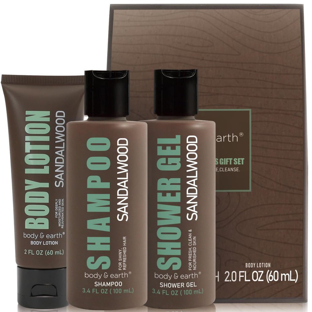 Bath and Body Gift Baskets for Men Body & Earth 9Pcs Fresh Citrus Mens Bath Set with Body Lotion, Face Wash, Shower Gel, Bubble Bath, Loofah Gift Set for Men Fathers Day Valentine Gifts Christmas