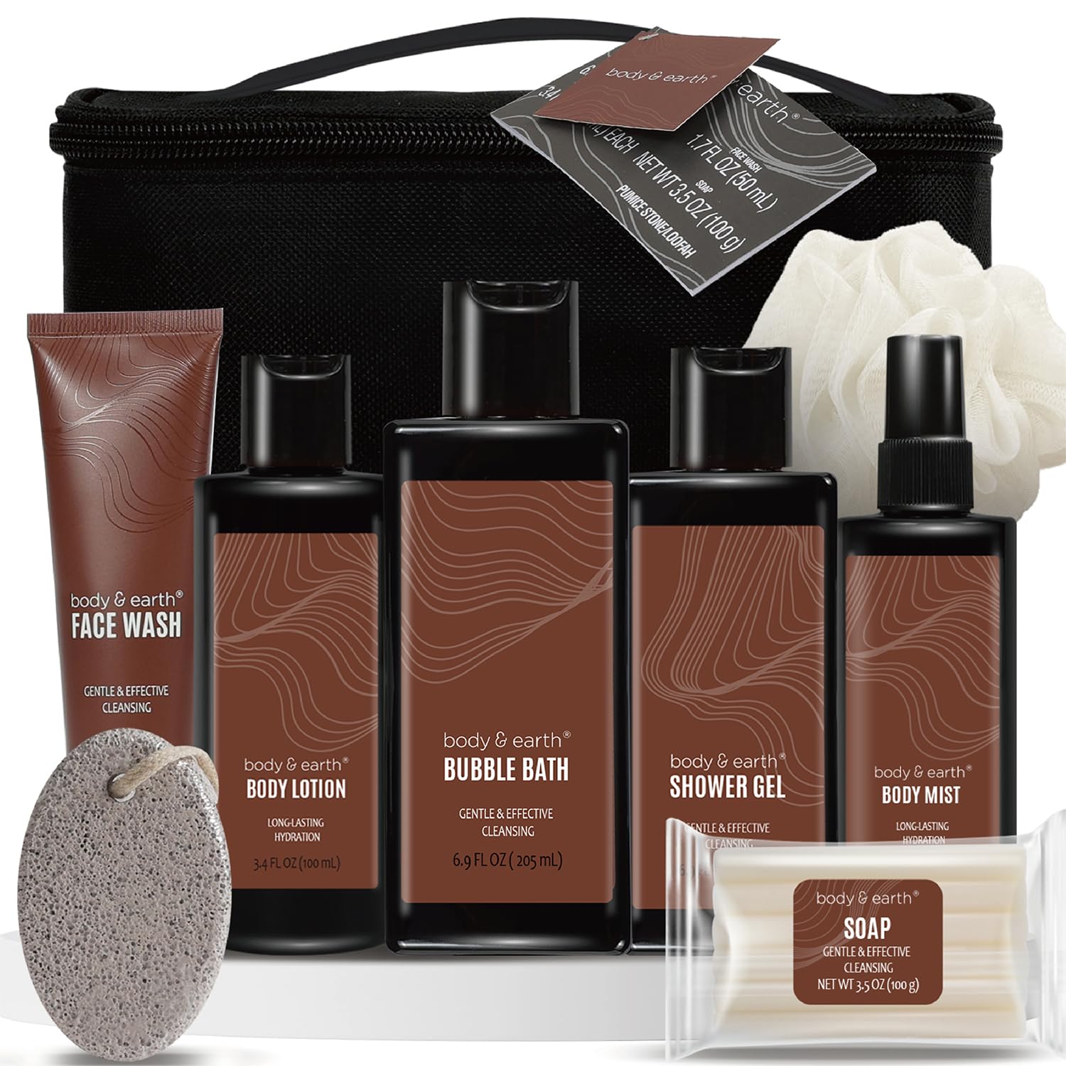 Bath and Body Gift Baskets for Men Body & Earth 9Pcs Fresh Citrus Mens Bath Set with Body Lotion, Face Wash, Shower Gel, Bubble Bath, Loofah Gift Set for Men Fathers Day Valentine Gifts Christmas