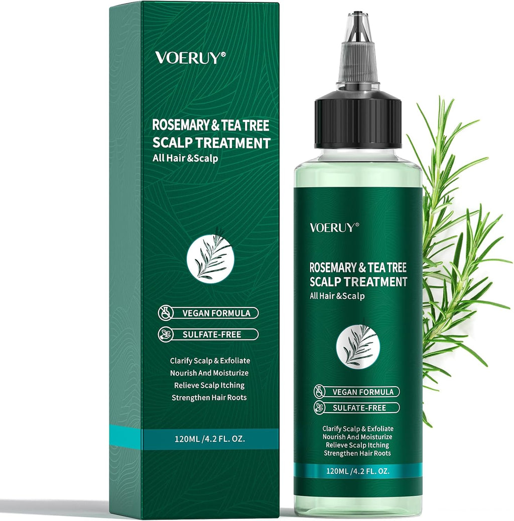Rosemary & Tea Tree Scalp Treatment, Leave In Scalp Exfoliating, 120 ML | Anti-Dandruff, Dry & Itchy Scalp Relief, Hydrating Scalp Oil, Strengthens Hair Roots, Exfoliating Scalp Treatment
