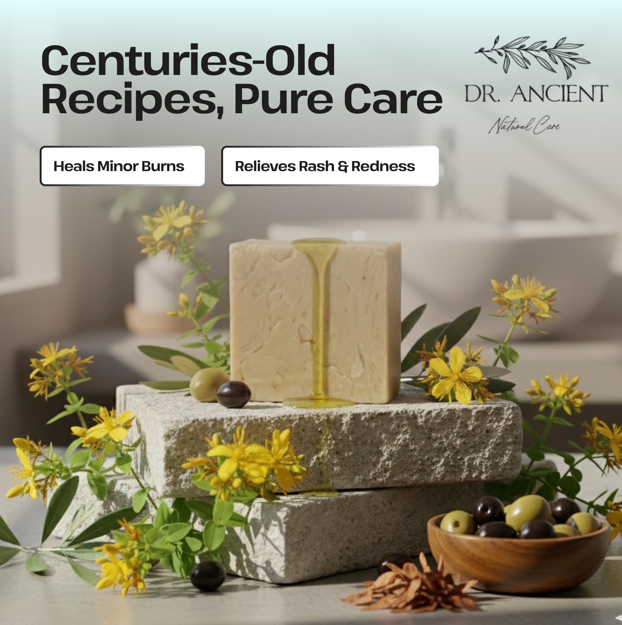 Dr.Ancient Turmeric Soap Bar, Organic Soap Bars Handcrafted the Traditional Way, Natural Chemical-Free, Vegan, Used for Face Wash, Body Wash, and Hand Cleansing, Nourishing & Daily Skincare Routine
