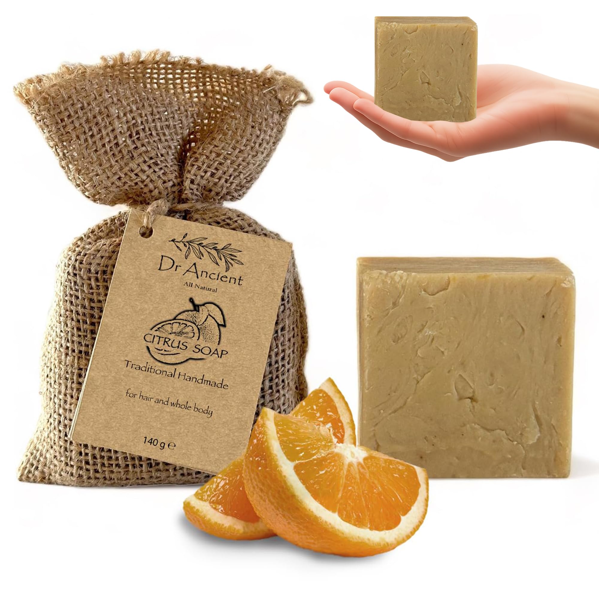 Dr.Ancient Turmeric Soap Bar, Organic Soap Bars Handcrafted the Traditional Way, Natural Chemical-Free, Vegan, Used for Face Wash, Body Wash, and Hand Cleansing, Nourishing & Daily Skincare Routine