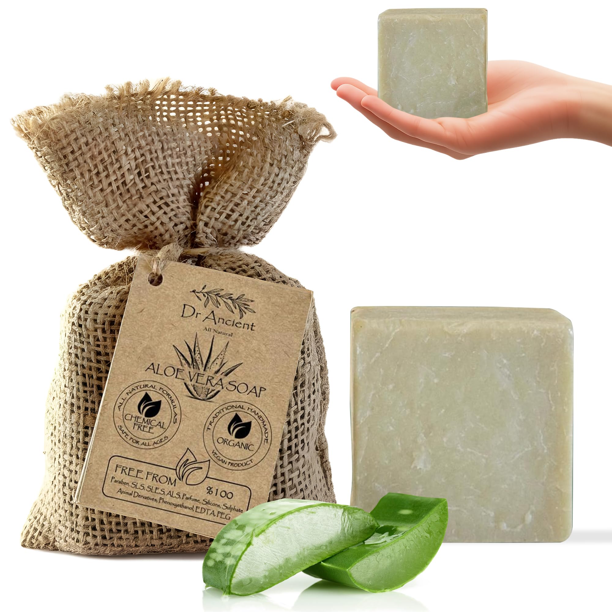 Dr.Ancient Turmeric Soap Bar, Organic Soap Bars Handcrafted the Traditional Way, Natural Chemical-Free, Vegan, Used for Face Wash, Body Wash, and Hand Cleansing, Nourishing & Daily Skincare Routine