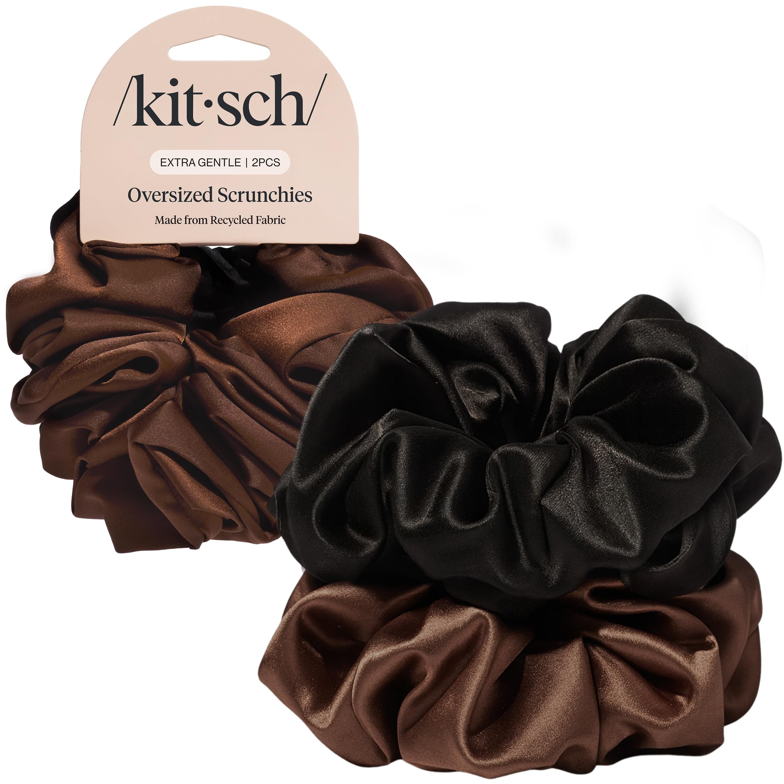 Kitsch Satin Scrunchies for Women - No Crease Hair Ties for Girls | Scrunchies For All Hair Types and Textures, Perfect for Day or Night | Ideal Gifts for Women - 6 Pcs, Terracotta