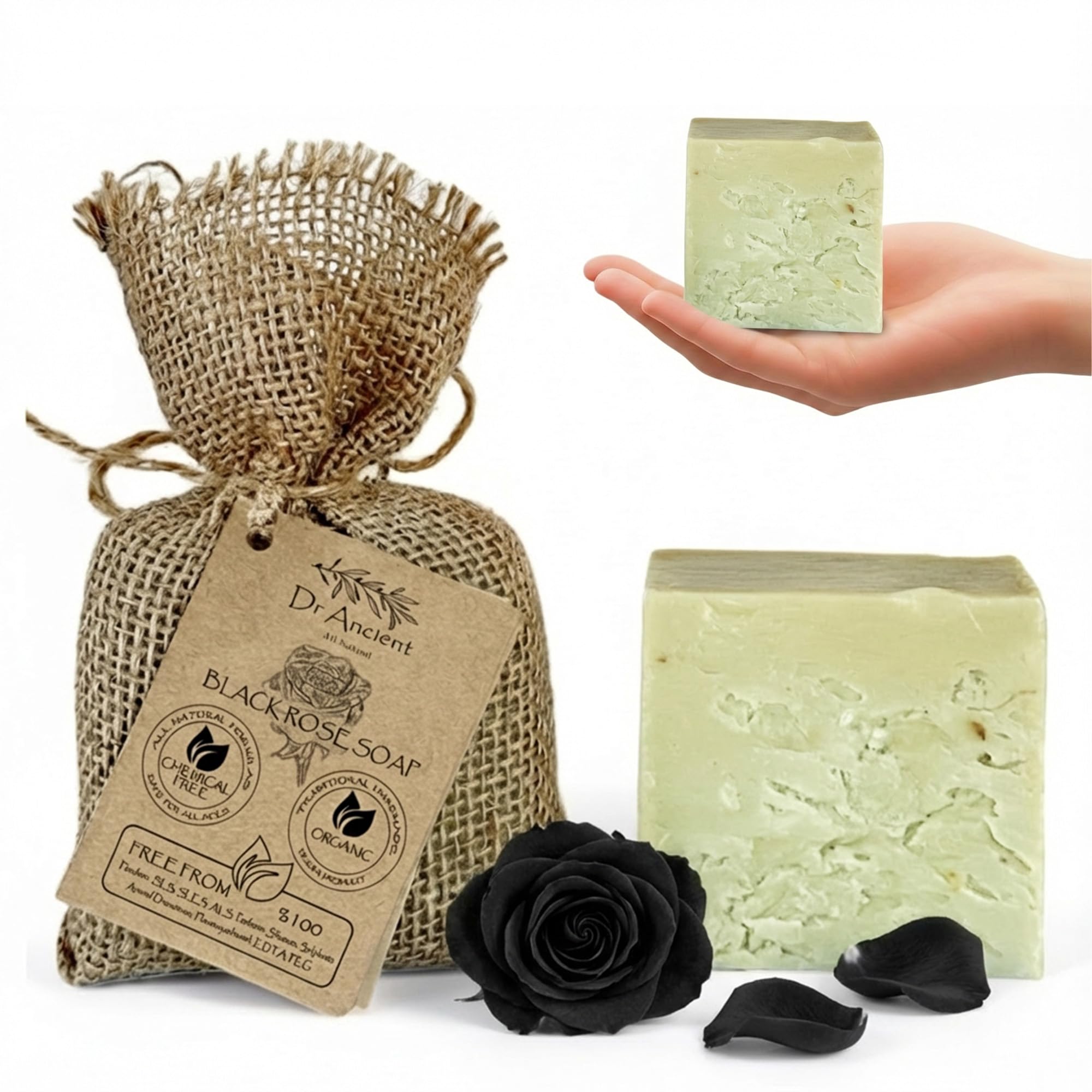 Dr.Ancient Turmeric Soap Bar, Organic Soap Bars Handcrafted the Traditional Way, Natural Chemical-Free, Vegan, Used for Face Wash, Body Wash, and Hand Cleansing, Nourishing & Daily Skincare Routine