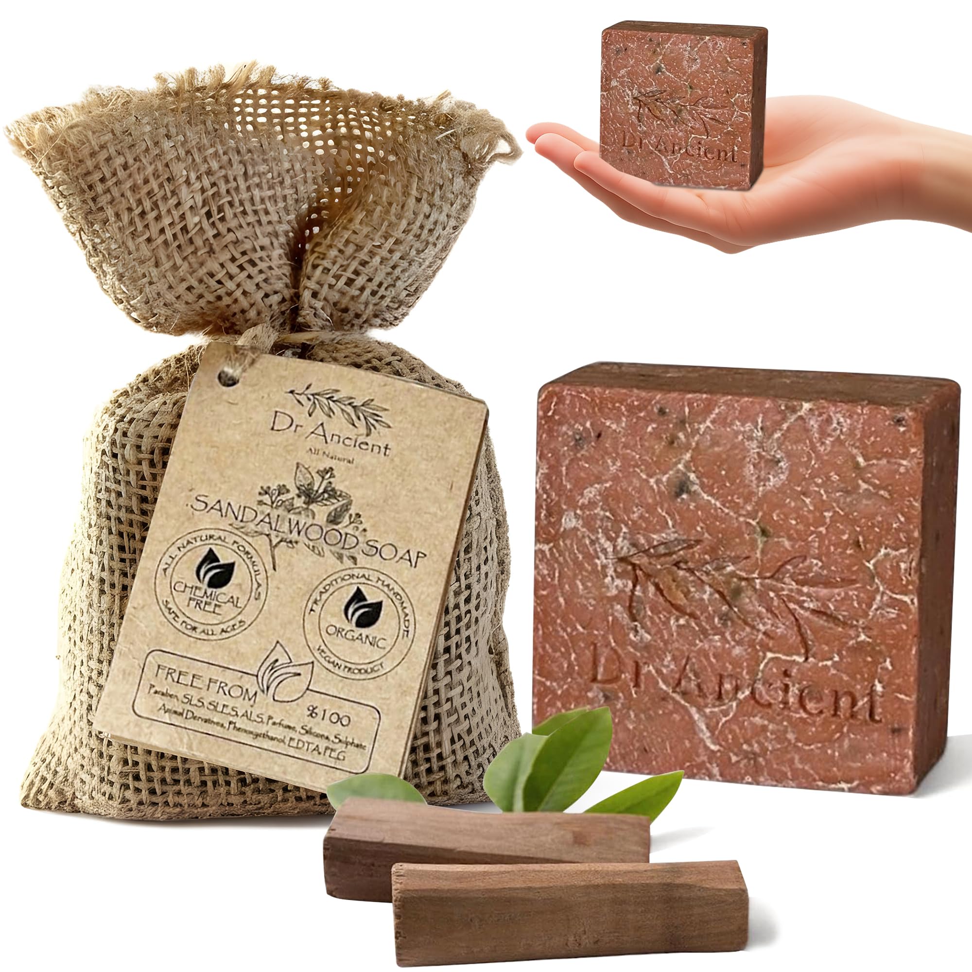 Dr.Ancient Turmeric Soap Bar, Organic Soap Bars Handcrafted the Traditional Way, Natural Chemical-Free, Vegan, Used for Face Wash, Body Wash, and Hand Cleansing, Nourishing & Daily Skincare Routine