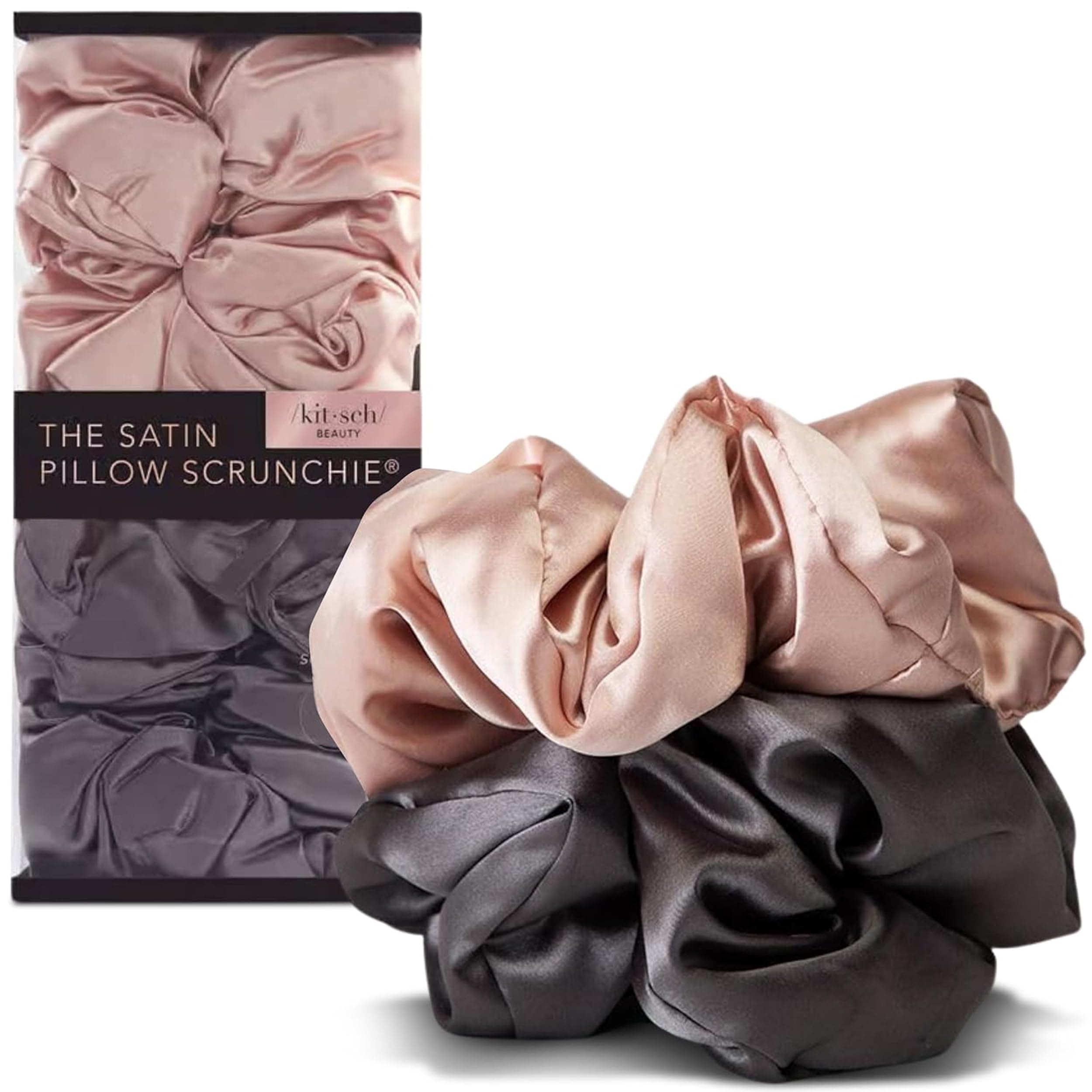 Kitsch Satin Scrunchies for Women - No Crease Hair Ties for Girls | Scrunchies For All Hair Types and Textures, Perfect for Day or Night | Ideal Gifts for Women - 6 Pcs, Terracotta