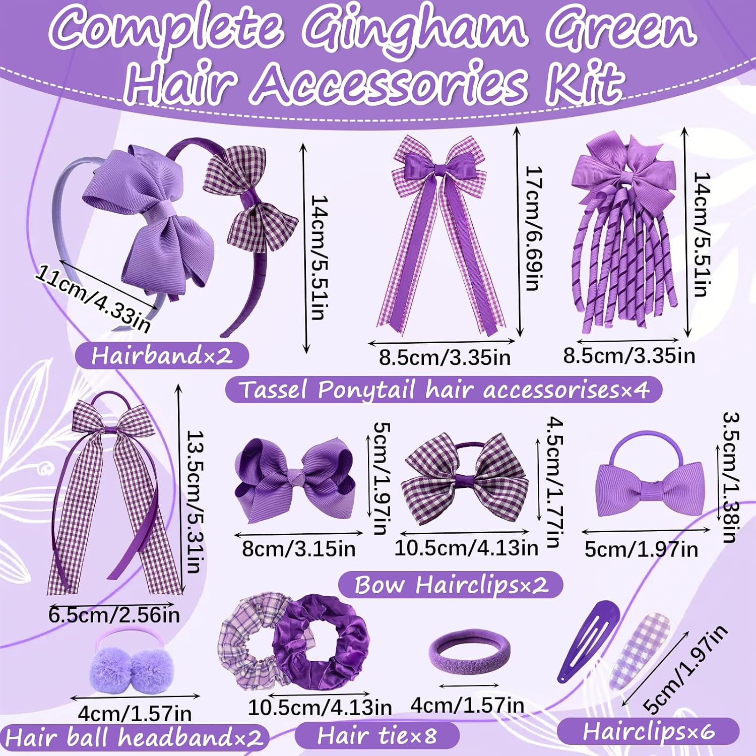 Green Hair Accessories for Girls, 28 Pcs School Hair Accessories Include Bow Hair Clips Headband Hair Bands Ribbon Ponytail Holder, Hair Bows Set for Girls Daily Dress (Available in blue, red yellow, green )