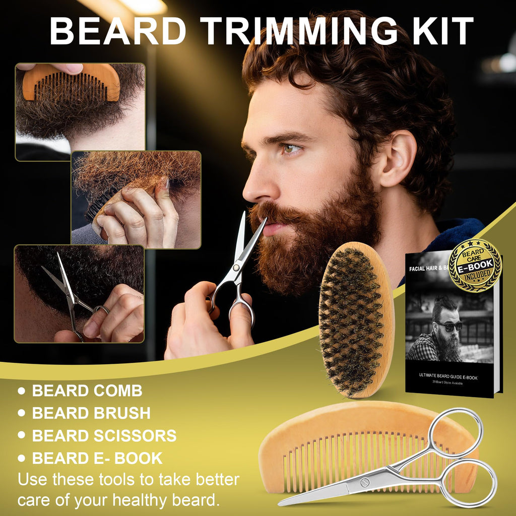 XIKEZAN Beard Grooming Kit for Men Gifts w/Beard Conditioner, 2 Scent Oil, Birthday Christmas Secret Santa Stocking Fillers Gifts for Men Him Dad Husband Boyfriend