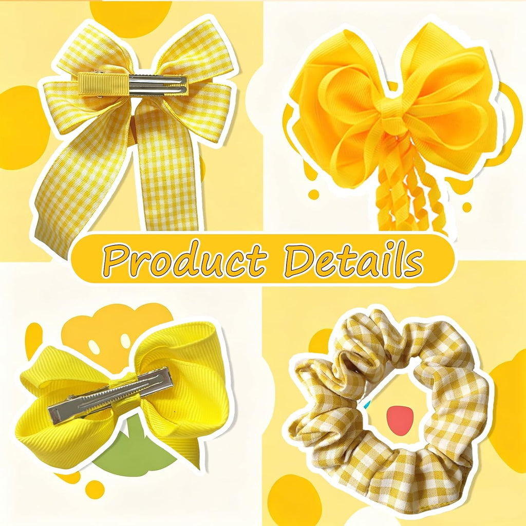 Green Hair Accessories for Girls, 28 Pcs School Hair Accessories Include Bow Hair Clips Headband Hair Bands Ribbon Ponytail Holder, Hair Bows Set for Girls Daily Dress (Available in blue, red yellow, green )