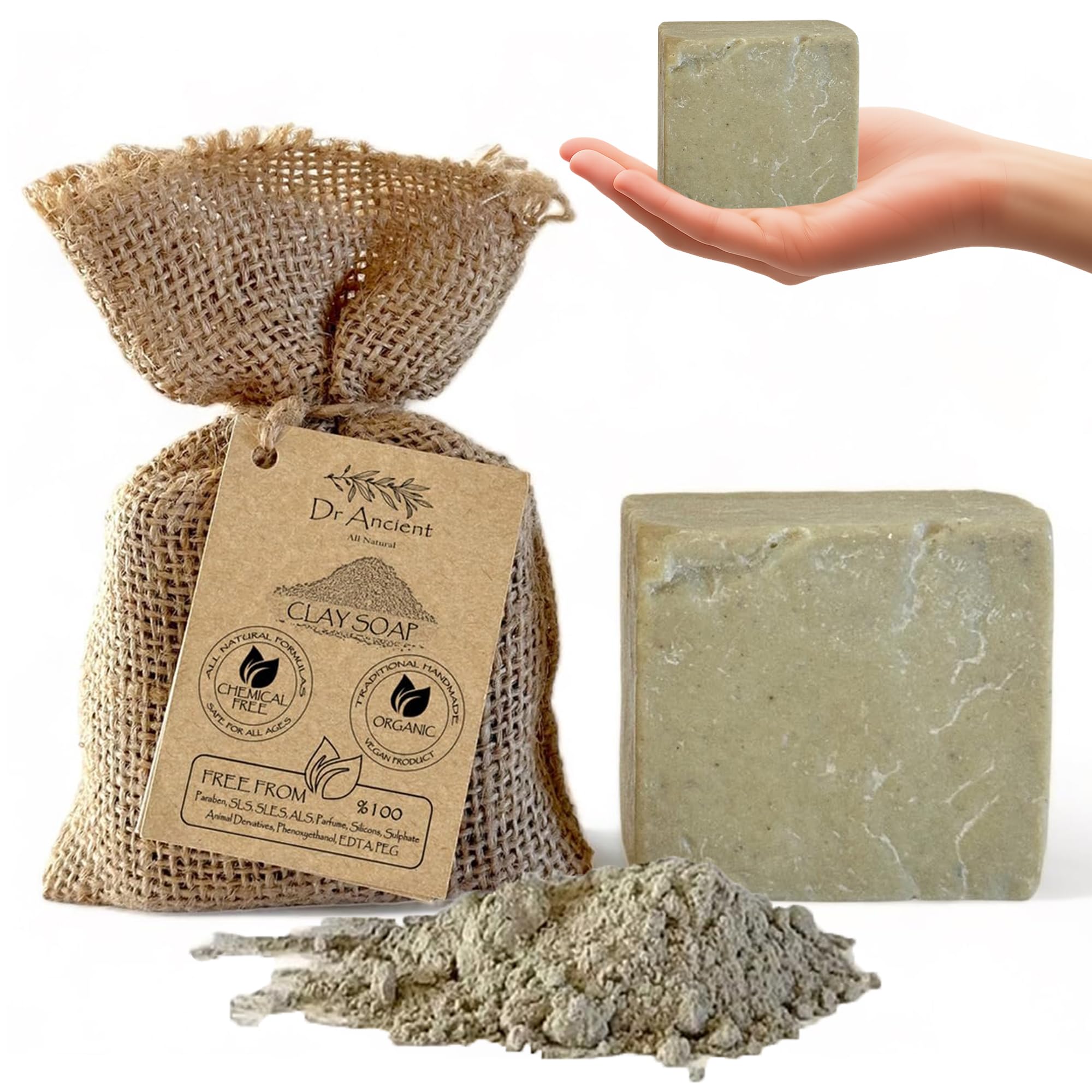 Dr.Ancient Turmeric Soap Bar, Organic Soap Bars Handcrafted the Traditional Way, Natural Chemical-Free, Vegan, Used for Face Wash, Body Wash, and Hand Cleansing, Nourishing & Daily Skincare Routine