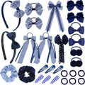 Green Hair Accessories for Girls, 28 Pcs School Hair Accessories Include Bow Hair Clips Headband Hair Bands Ribbon Ponytail Holder, Hair Bows Set for Girls Daily Dress (Available in blue, red yellow, green )