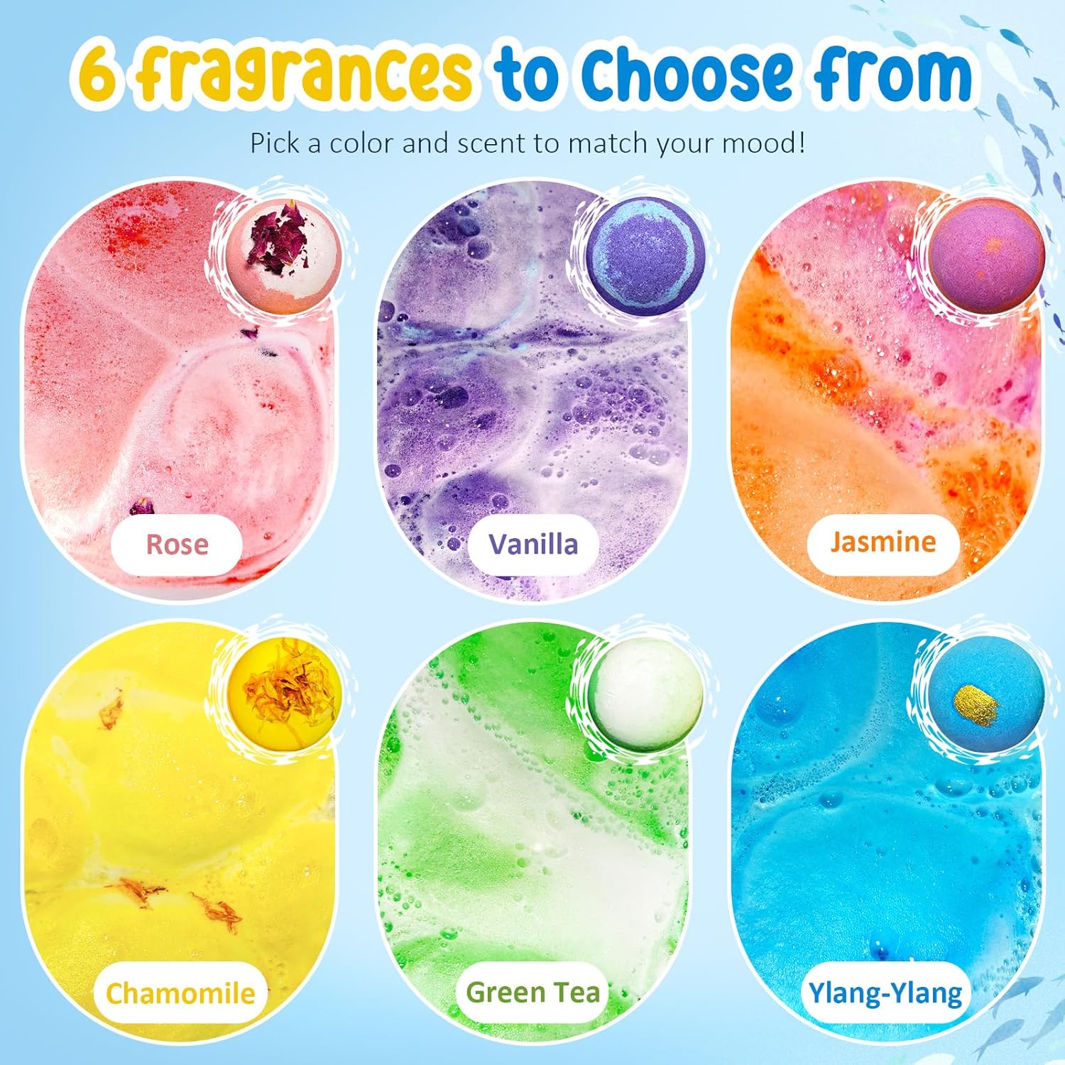 Kids Bath Bombs – Fizzy Bath Bubbles with Cocoa & Shea Butter – Surprise Bath Bombs for Kids Gentle on Delicate Skin – Colourful Bathtime Fun for Children – Ideal Gift for Boys & Girls – 6 Pack
