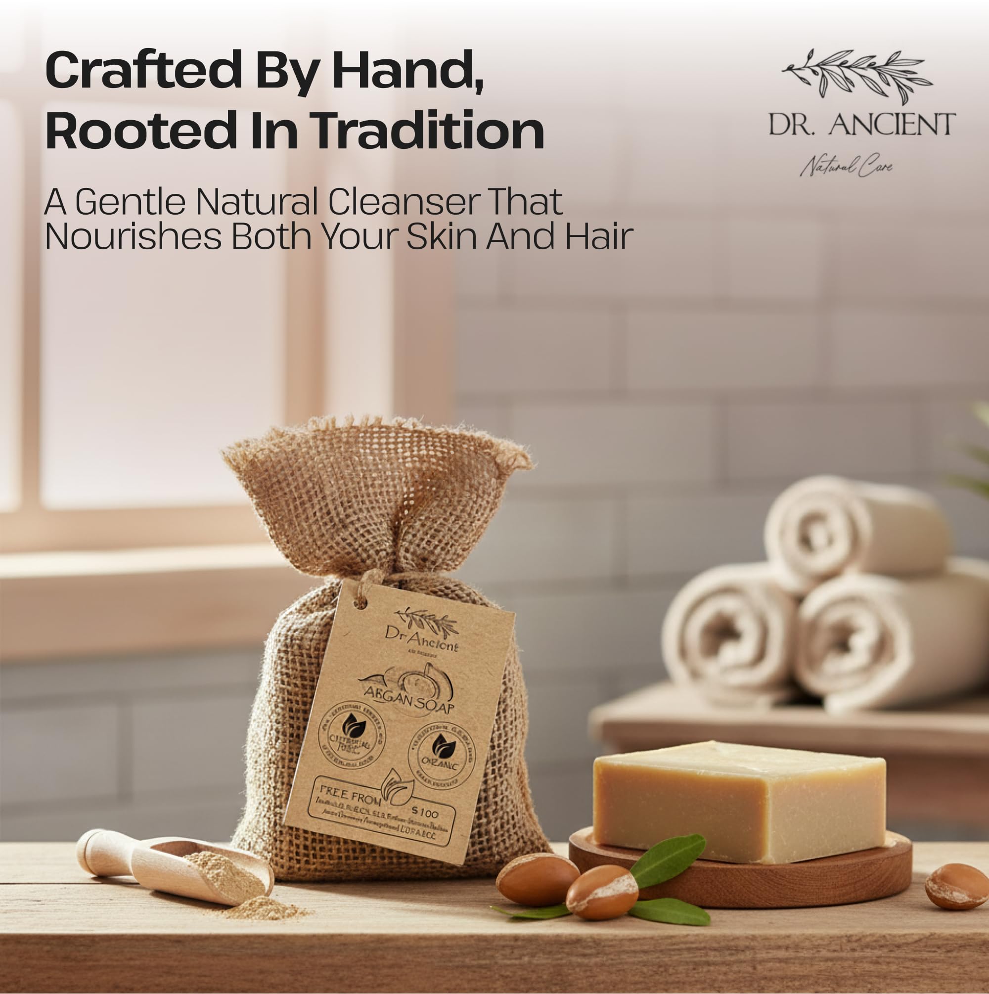 Dr.Ancient Turmeric Soap Bar, Organic Soap Bars Handcrafted the Traditional Way, Natural Chemical-Free, Vegan, Used for Face Wash, Body Wash, and Hand Cleansing, Nourishing & Daily Skincare Routine