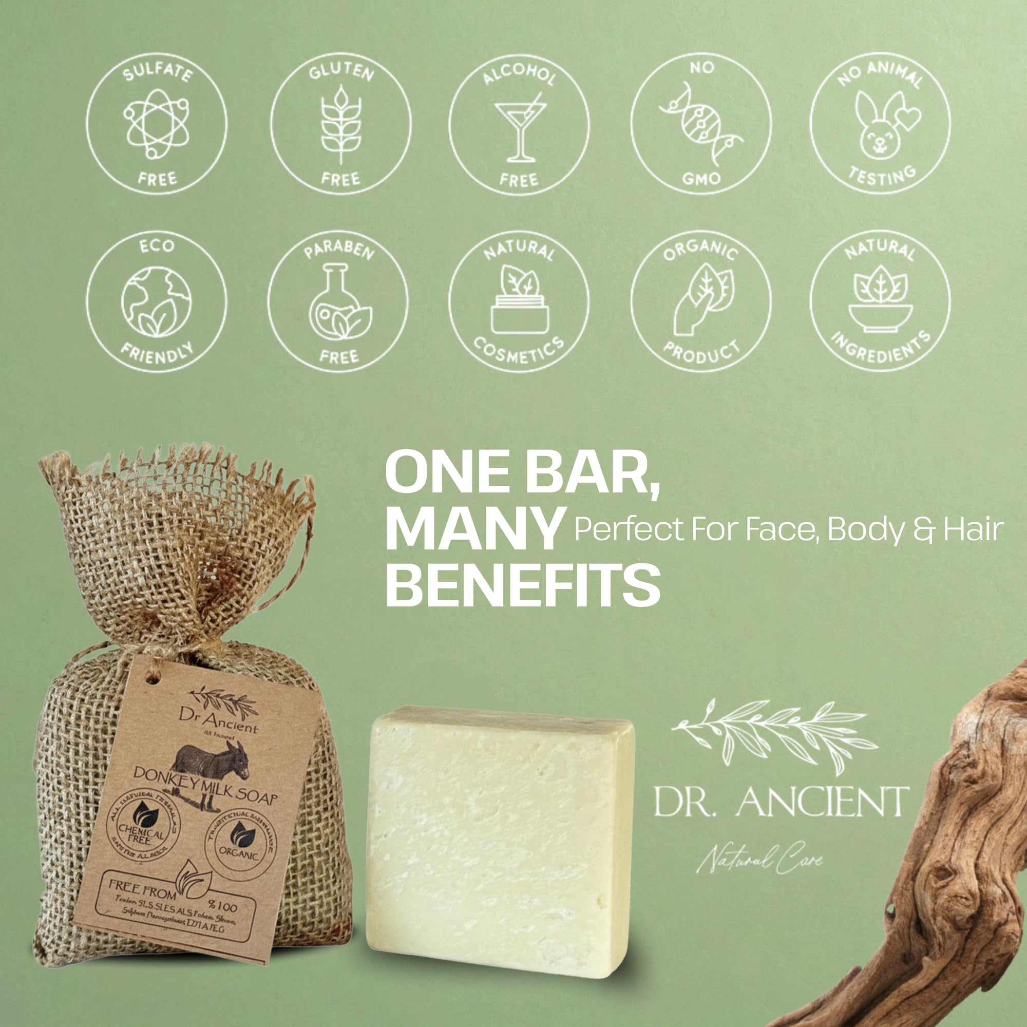 Dr.Ancient Turmeric Soap Bar, Organic Soap Bars Handcrafted the Traditional Way, Natural Chemical-Free, Vegan, Used for Face Wash, Body Wash, and Hand Cleansing, Nourishing & Daily Skincare Routine