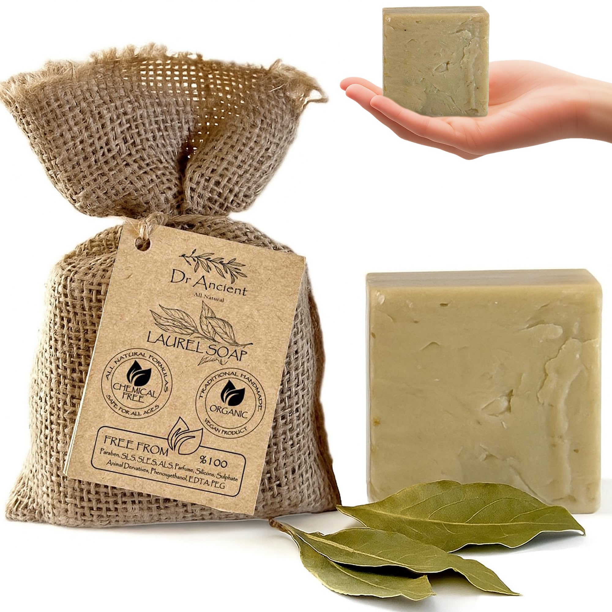 Dr.Ancient Turmeric Soap Bar, Organic Soap Bars Handcrafted the Traditional Way, Natural Chemical-Free, Vegan, Used for Face Wash, Body Wash, and Hand Cleansing, Nourishing & Daily Skincare Routine