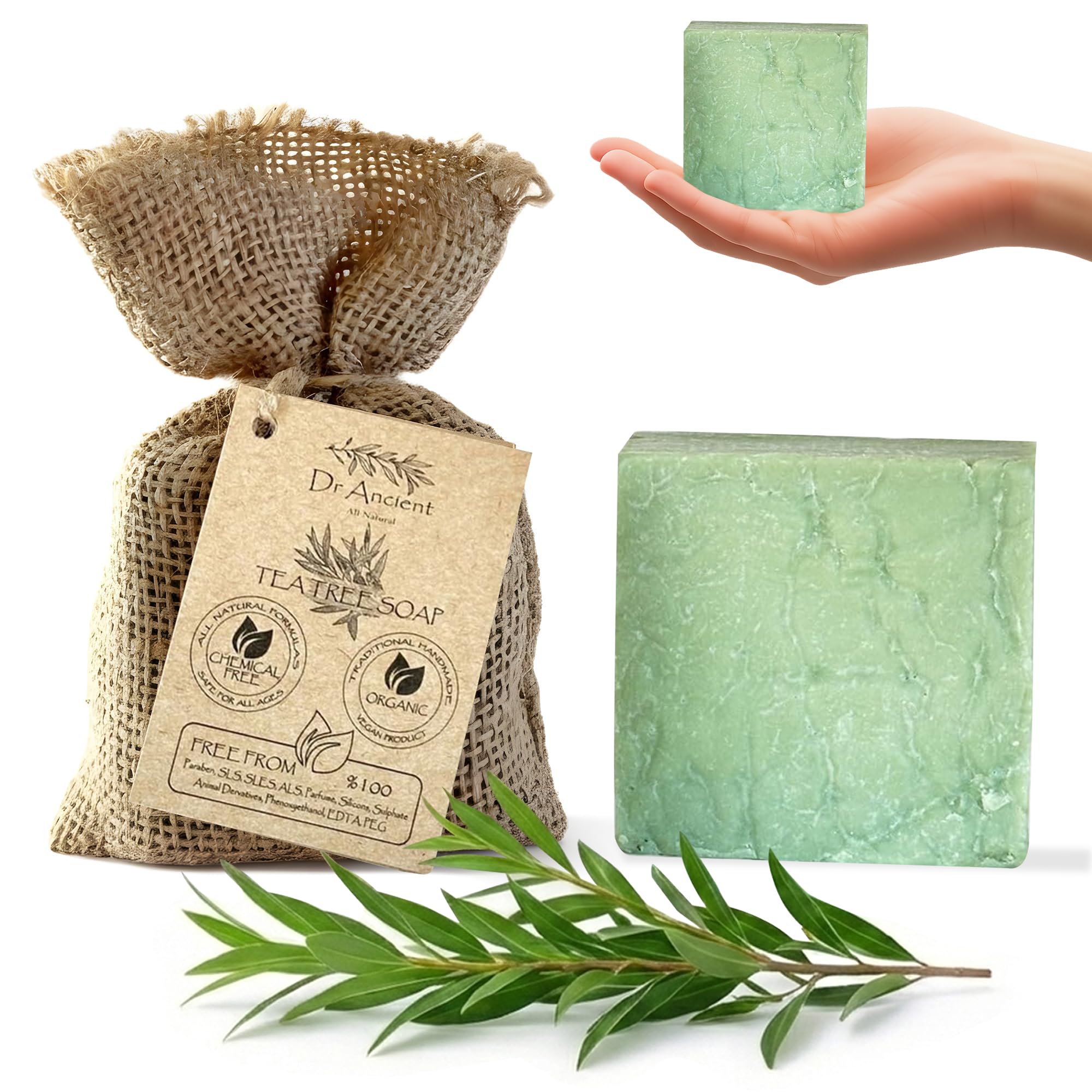 Dr.Ancient Turmeric Soap Bar, Organic Soap Bars Handcrafted the Traditional Way, Natural Chemical-Free, Vegan, Used for Face Wash, Body Wash, and Hand Cleansing, Nourishing & Daily Skincare Routine