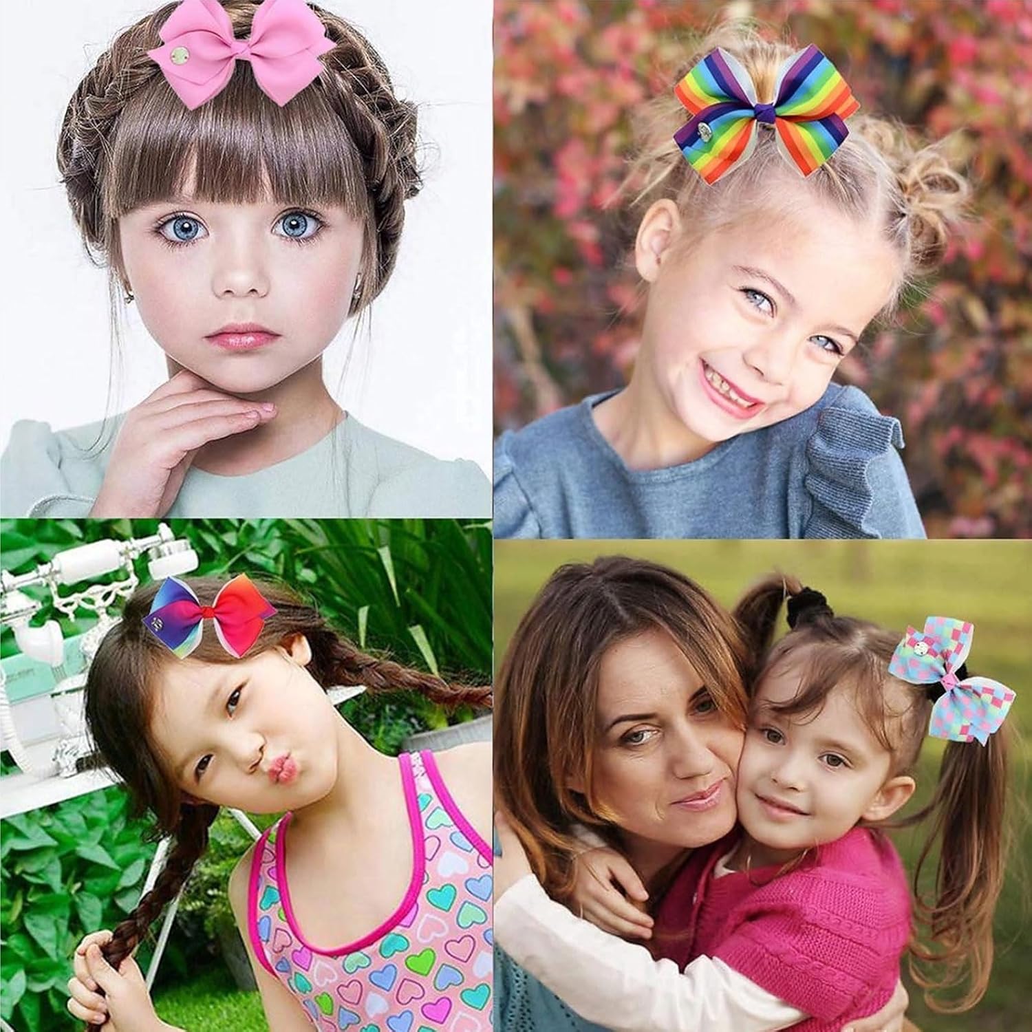 LABOTA 12pcs Hair Bows,Siwa Bows Alligator Clips 5 Inches Mermaid Unicorn Rainbow Alligator Clips Grosgrain Ribbon Hair Barrettes for Toddler Teens Kids Girls Birthday Gift Holiday Present