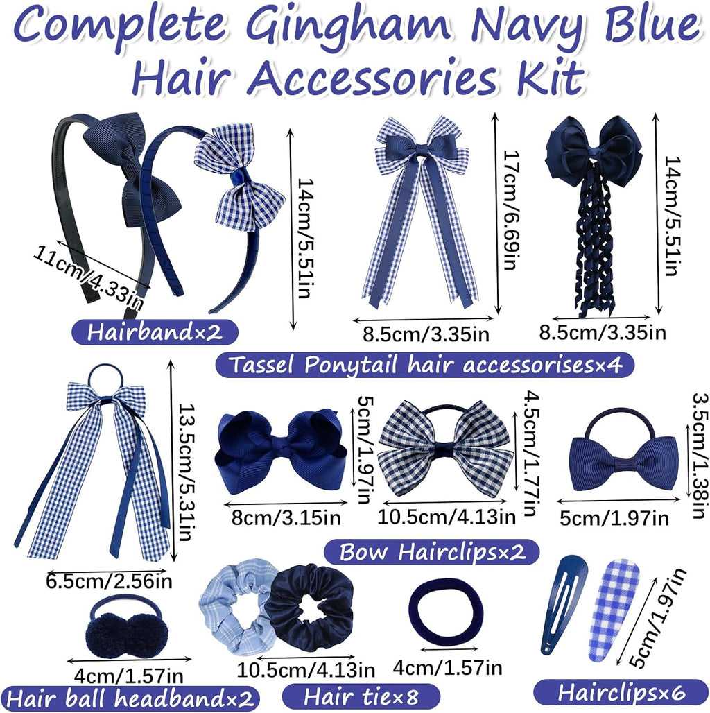 Green Hair Accessories for Girls, 28 Pcs School Hair Accessories Include Bow Hair Clips Headband Hair Bands Ribbon Ponytail Holder, Hair Bows Set for Girls Daily Dress (Available in blue, red yellow, green )