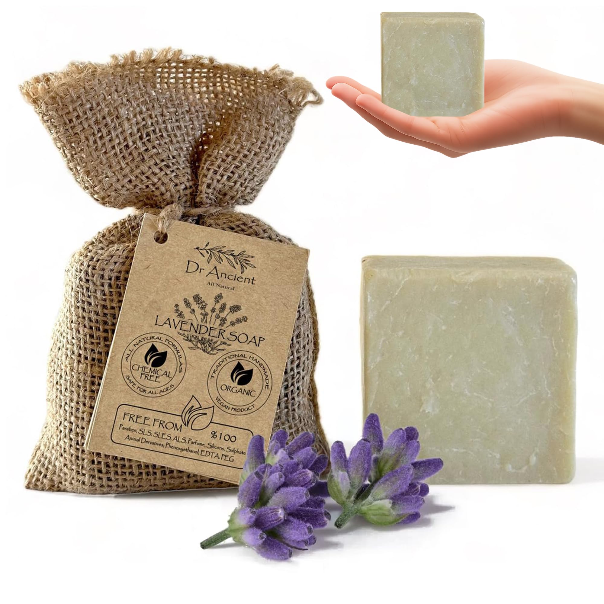 Dr.Ancient Turmeric Soap Bar, Organic Soap Bars Handcrafted the Traditional Way, Natural Chemical-Free, Vegan, Used for Face Wash, Body Wash, and Hand Cleansing, Nourishing & Daily Skincare Routine