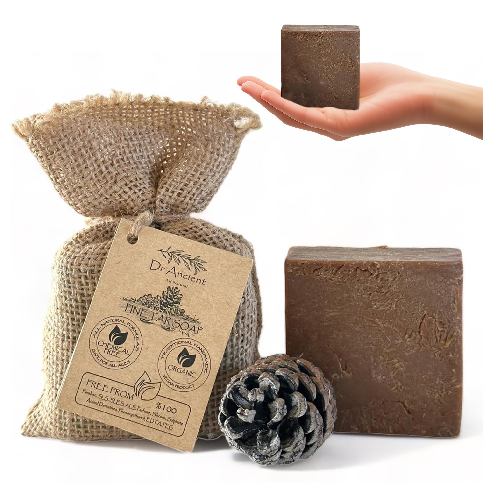 Dr.Ancient Turmeric Soap Bar, Organic Soap Bars Handcrafted the Traditional Way, Natural Chemical-Free, Vegan, Used for Face Wash, Body Wash, and Hand Cleansing, Nourishing & Daily Skincare Routine
