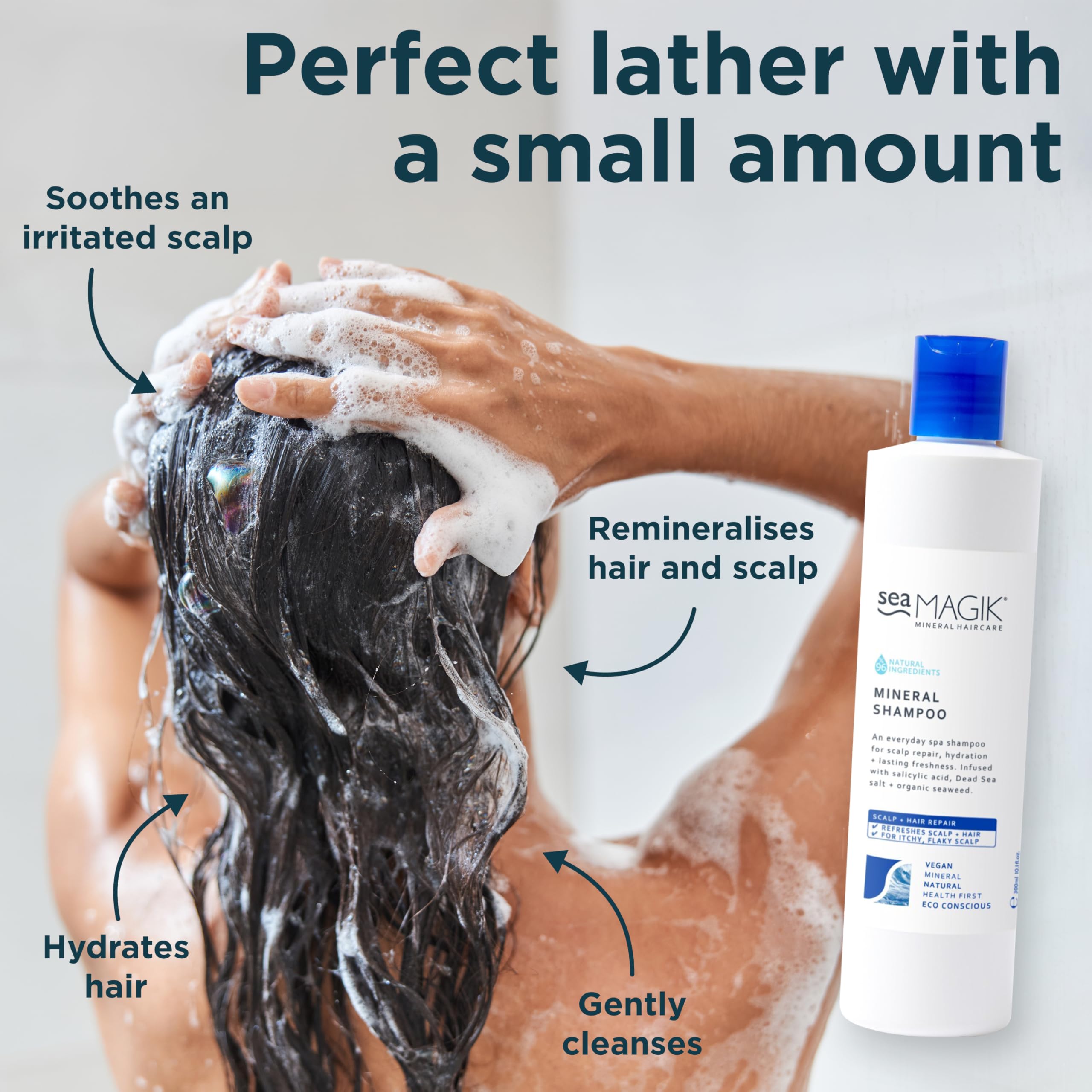 Sea Magik - Salicylic Acid Shampoo for Psoriasis & Itchy Scalp Relief, Soothing Antibacterial Seaweed Treatment for Medicated Conditions Like Folliculitis, Eczema & Scalp Acne, Cruelty-Free (300ml)