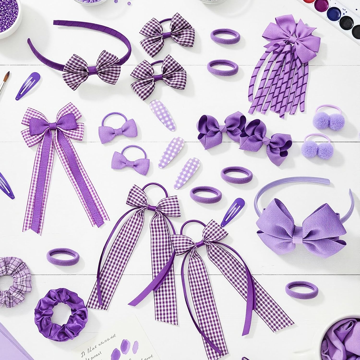 Green Hair Accessories for Girls, 28 Pcs School Hair Accessories Include Bow Hair Clips Headband Hair Bands Ribbon Ponytail Holder, Hair Bows Set for Girls Daily Dress (Available in blue, red yellow, green )