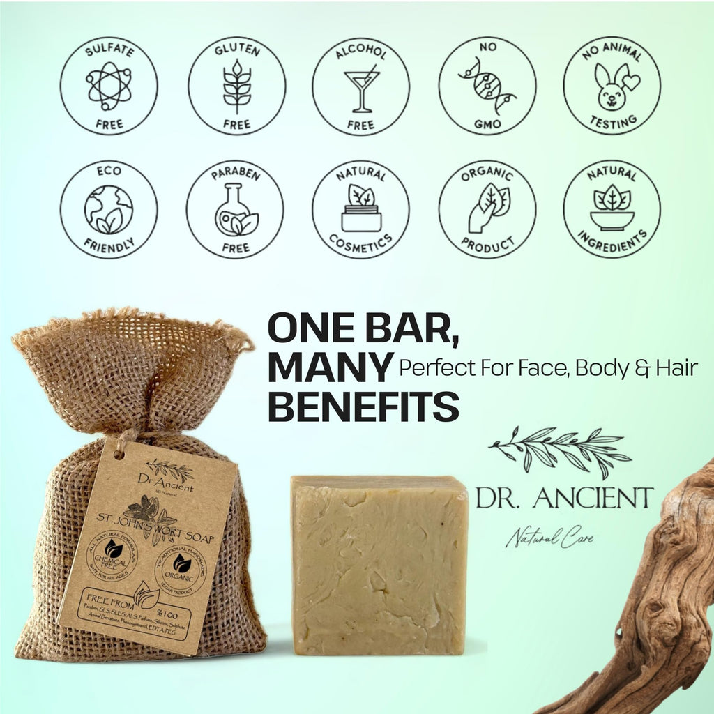 Dr.Ancient Turmeric Soap Bar, Organic Soap Bars Handcrafted the Traditional Way, Natural Chemical-Free, Vegan, Used for Face Wash, Body Wash, and Hand Cleansing, Nourishing & Daily Skincare Routine