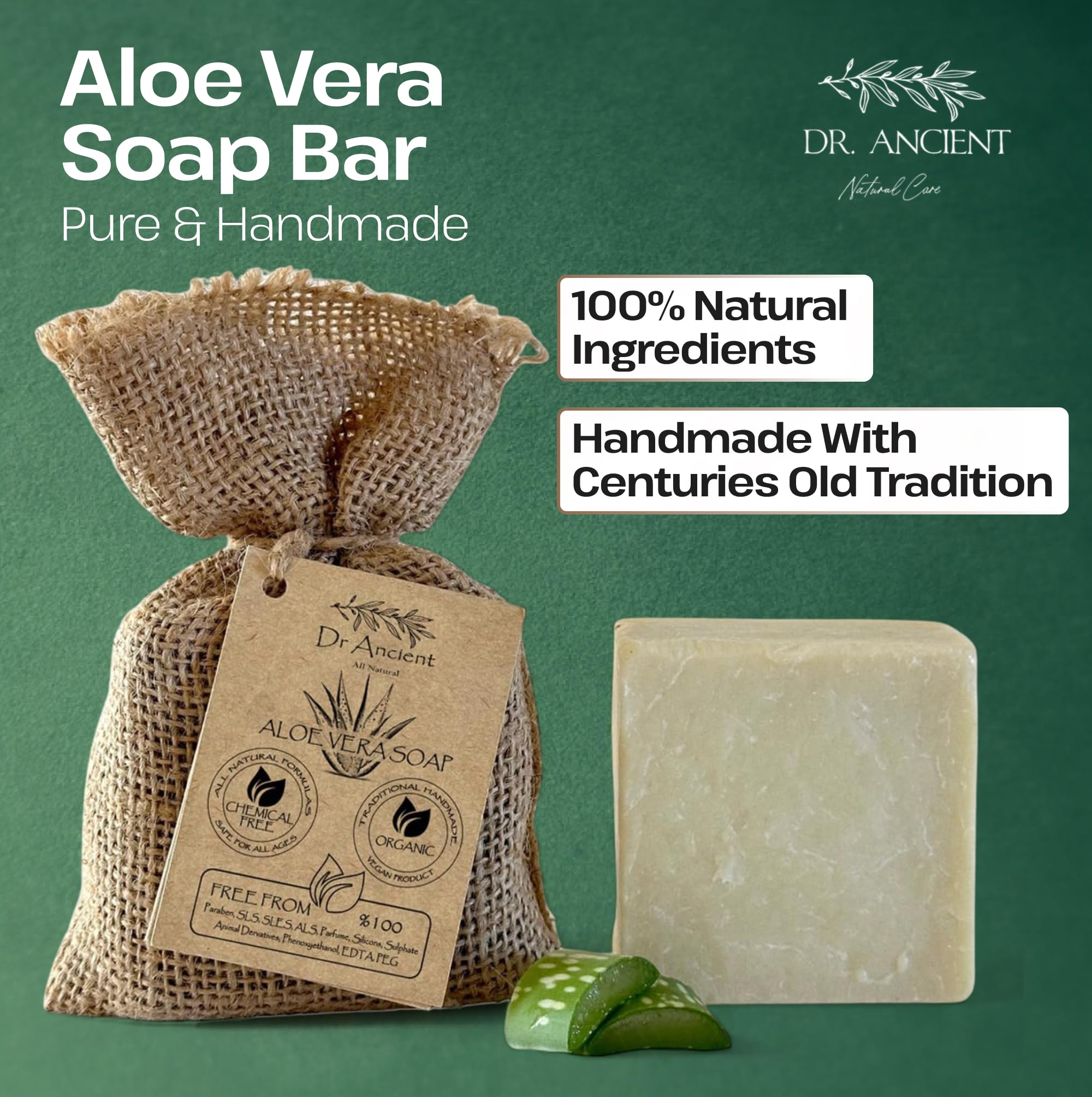 Dr.Ancient Turmeric Soap Bar, Organic Soap Bars Handcrafted the Traditional Way, Natural Chemical-Free, Vegan, Used for Face Wash, Body Wash, and Hand Cleansing, Nourishing & Daily Skincare Routine