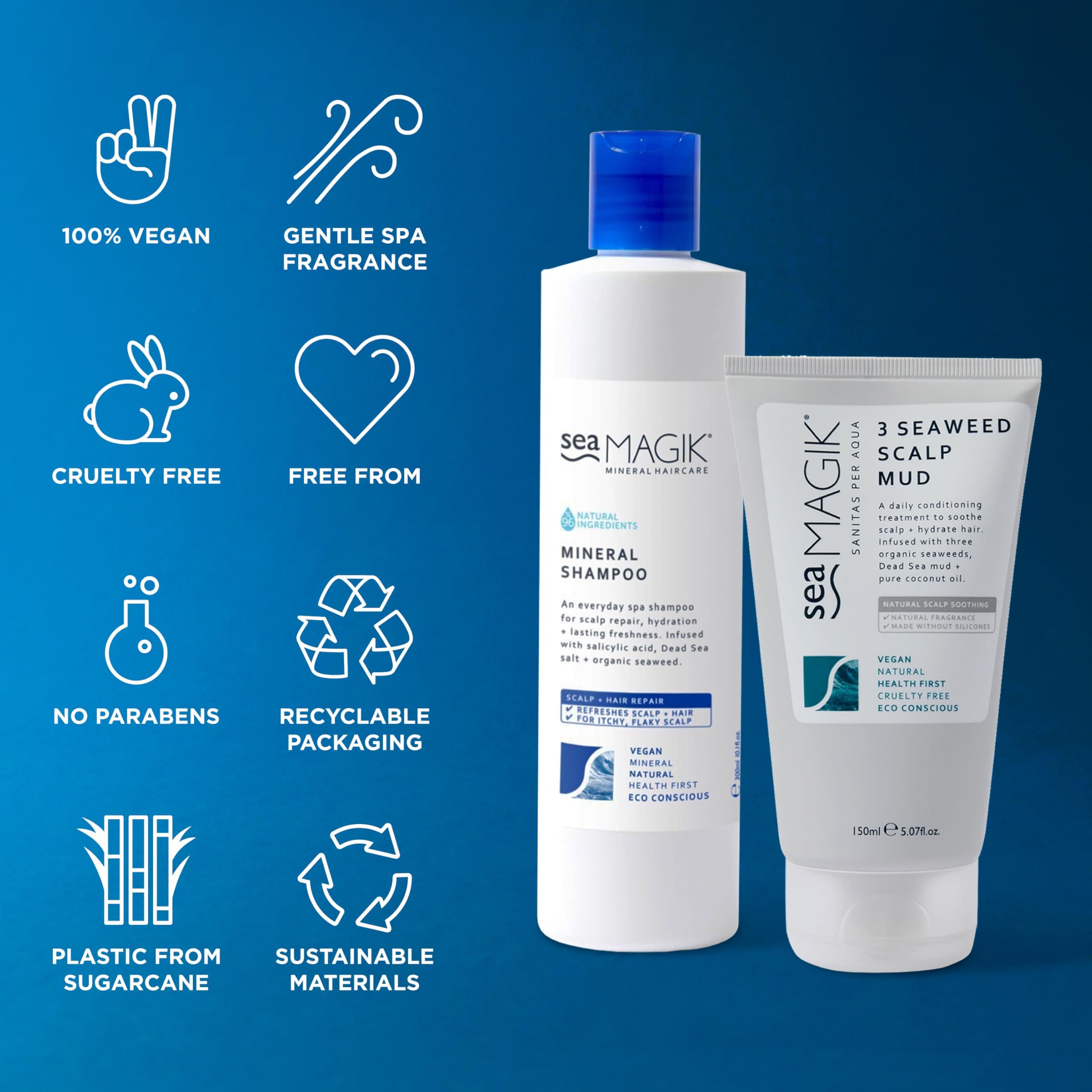 Sea Magik - Salicylic Acid Shampoo for Psoriasis & Itchy Scalp Relief, Soothing Antibacterial Seaweed Treatment for Medicated Conditions Like Folliculitis, Eczema & Scalp Acne, Cruelty-Free (300ml)