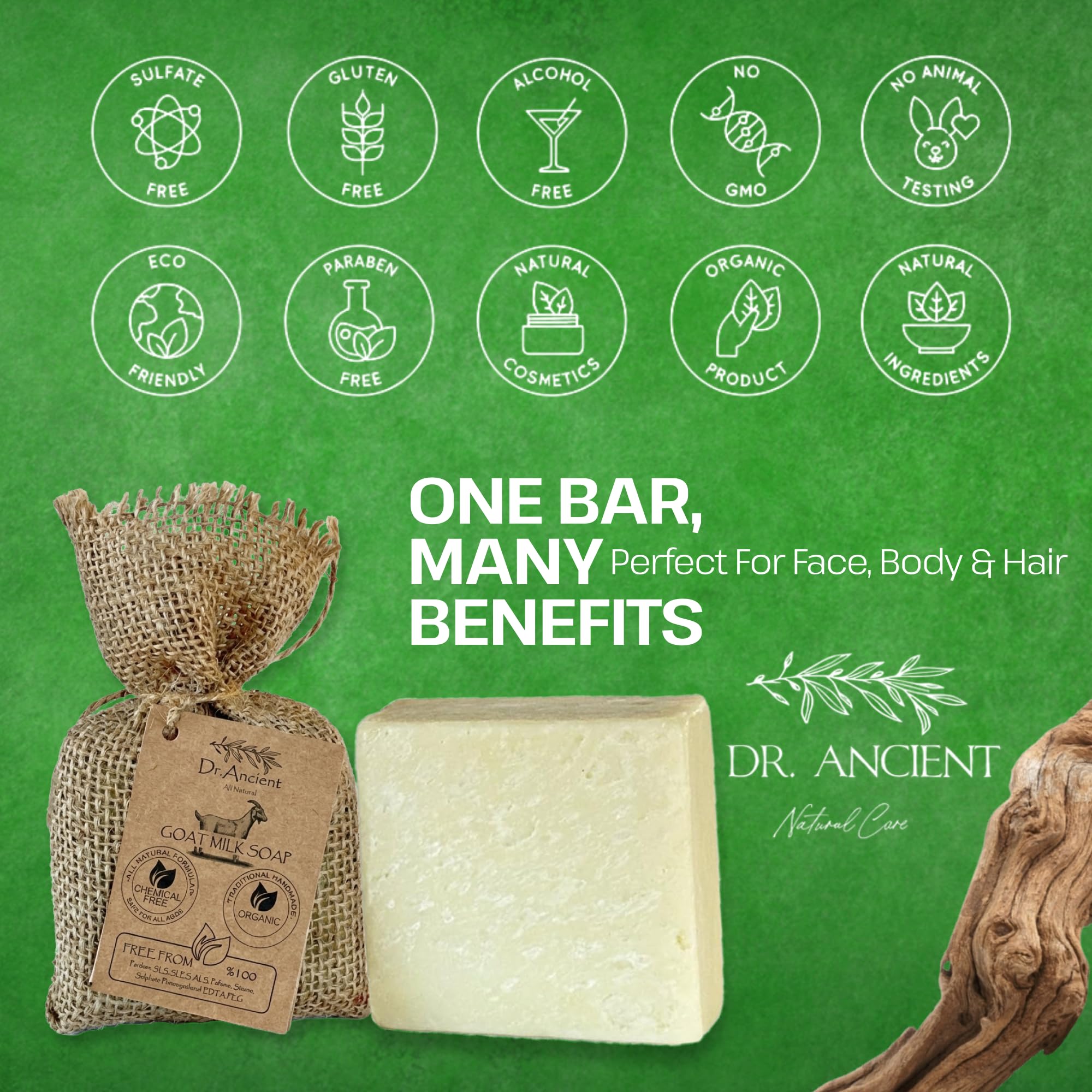 Dr.Ancient Turmeric Soap Bar, Organic Soap Bars Handcrafted the Traditional Way, Natural Chemical-Free, Vegan, Used for Face Wash, Body Wash, and Hand Cleansing, Nourishing & Daily Skincare Routine