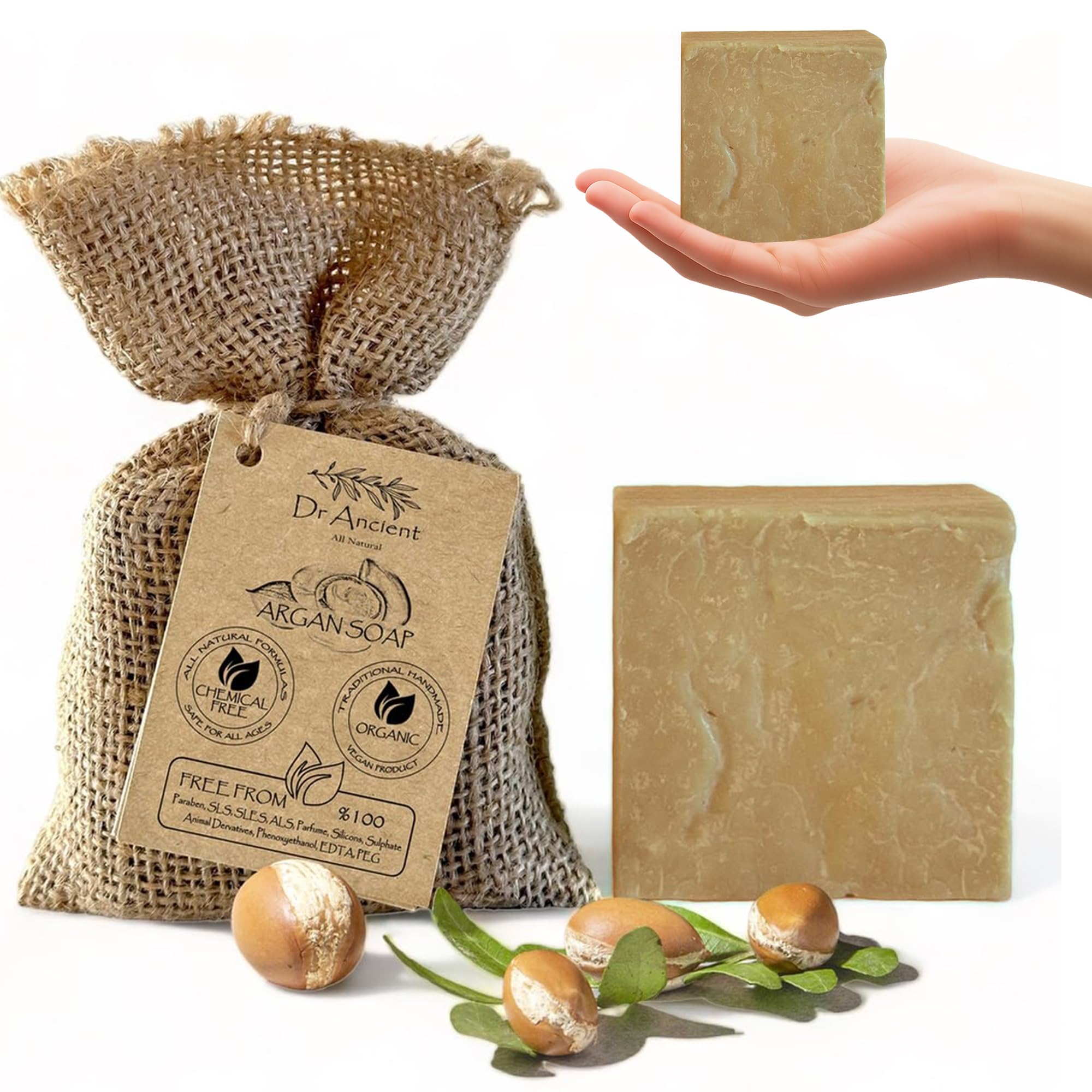 Dr.Ancient Turmeric Soap Bar, Organic Soap Bars Handcrafted the Traditional Way, Natural Chemical-Free, Vegan, Used for Face Wash, Body Wash, and Hand Cleansing, Nourishing & Daily Skincare Routine