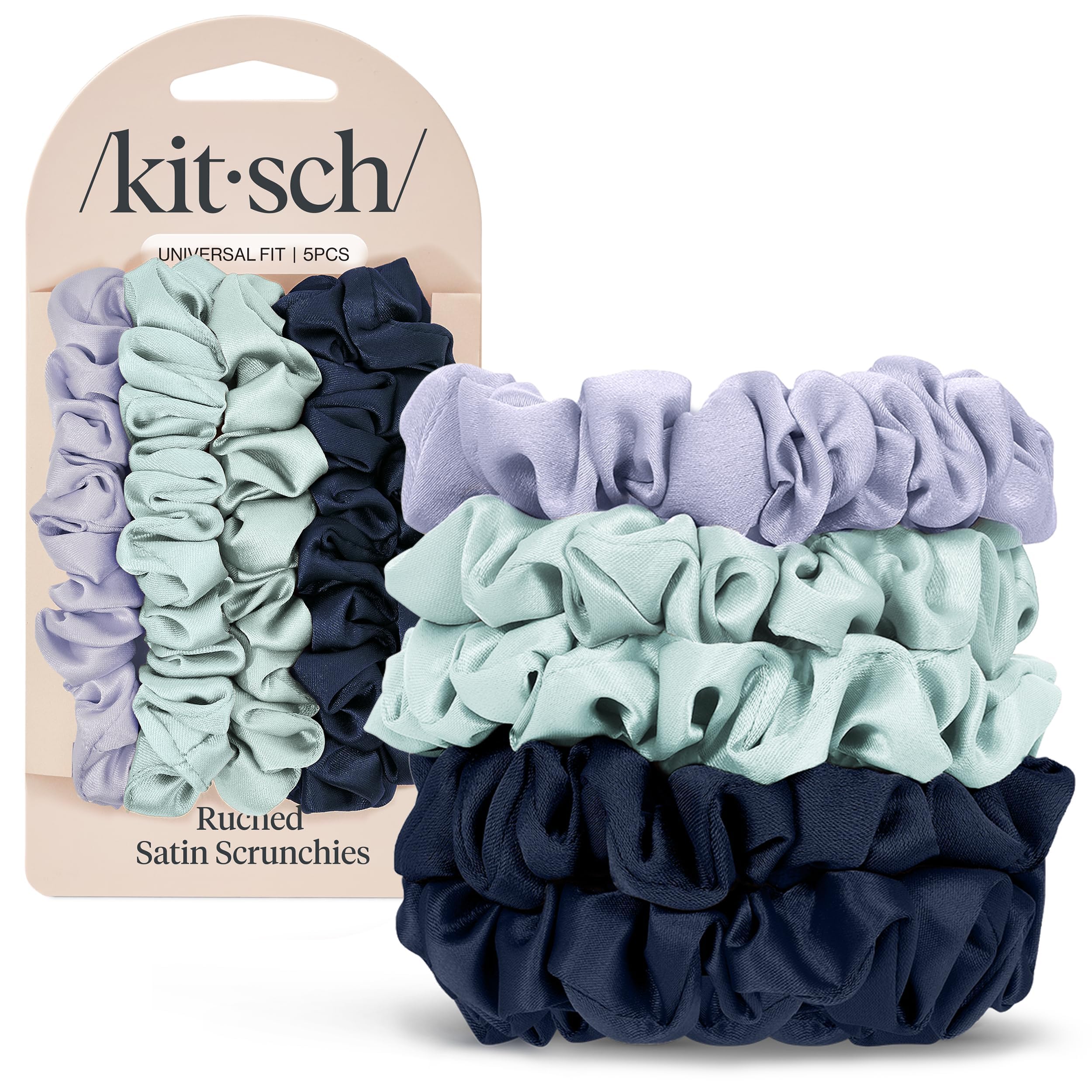 Kitsch Satin Scrunchies for Women - No Crease Hair Ties for Girls | Scrunchies For All Hair Types and Textures, Perfect for Day or Night | Ideal Gifts for Women - 6 Pcs, Terracotta