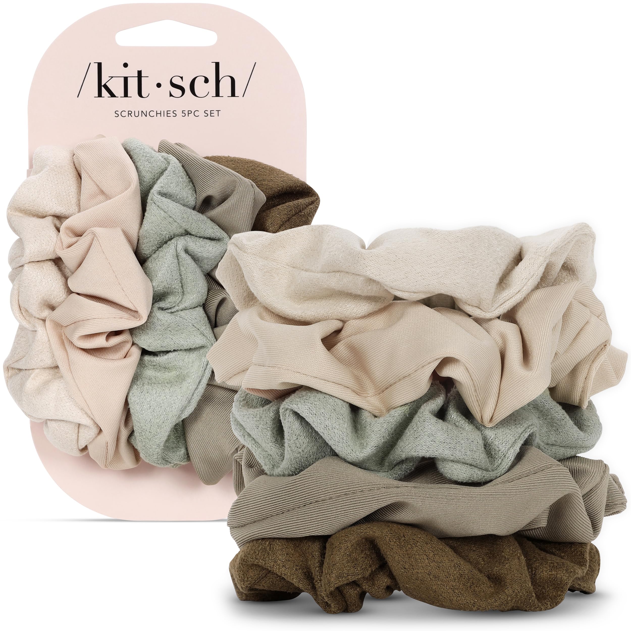 Kitsch Satin Scrunchies for Women - No Crease Hair Ties for Girls | Scrunchies For All Hair Types and Textures, Perfect for Day or Night | Ideal Gifts for Women - 6 Pcs, Terracotta