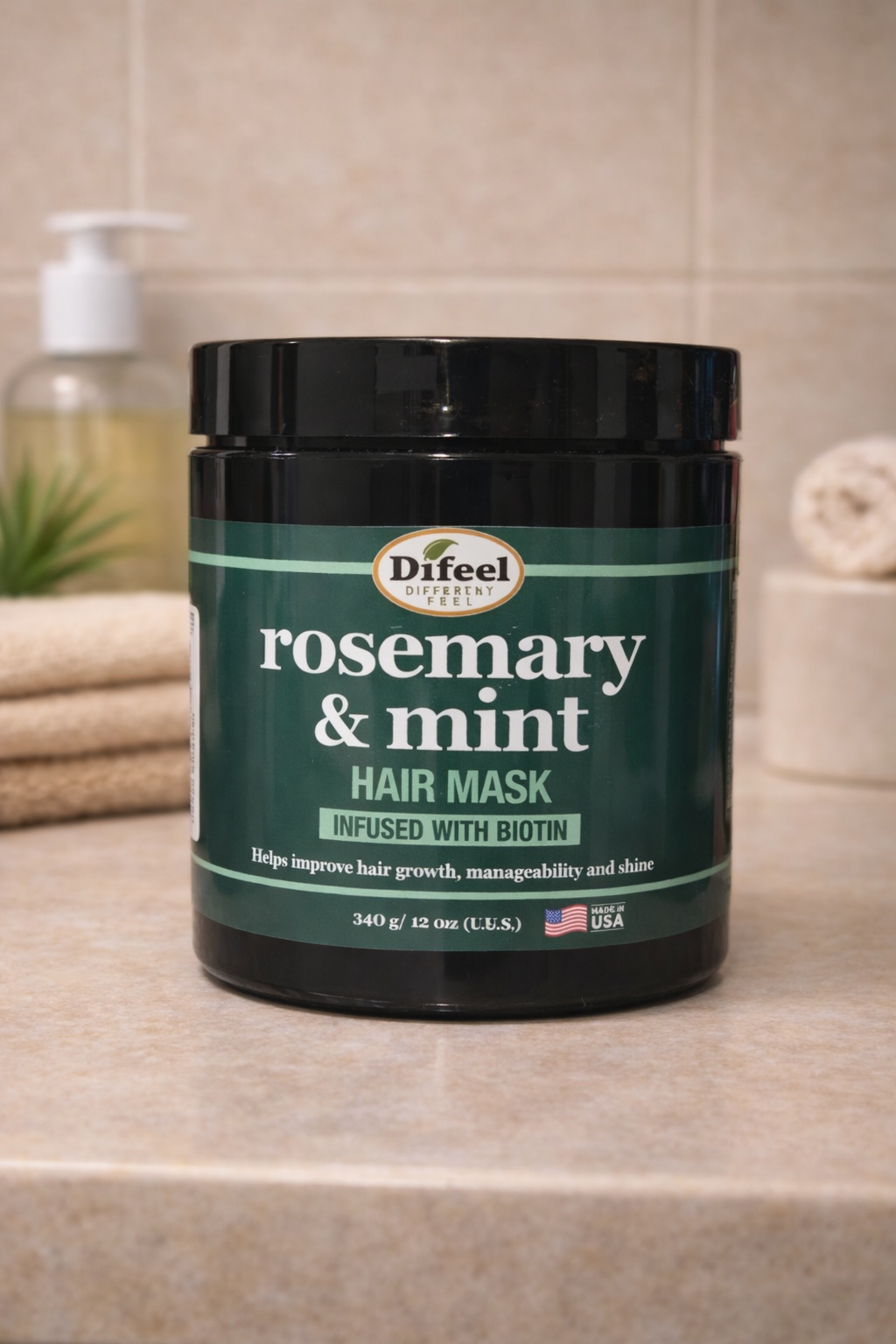 Difeel Rosemary & Mint Strengthening Hair Mask -12oz